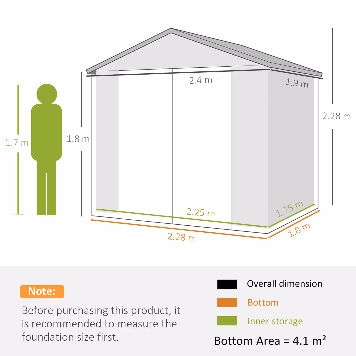 Outsunny Grey Storage Garden Shed with Aluminium Frame and Galvanised Foundation Kit – 3