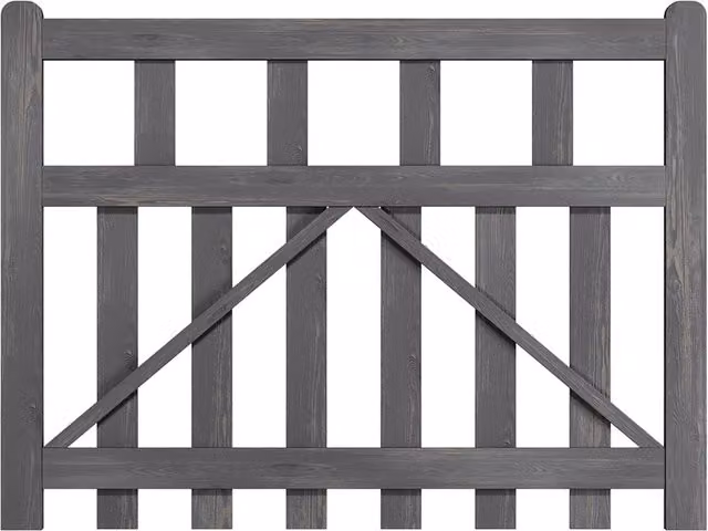 Darphe Wooden Garden Gate with Chevron Bracing in Grey, W: 120 cm, H: 90 cm