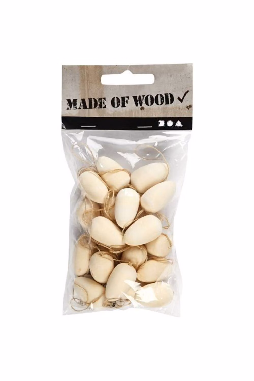 KDMD 20 Pack Mixed Wood Mini Eggs in Cream and Beige, H 2.5 cm, D 1.5 cm – 2
