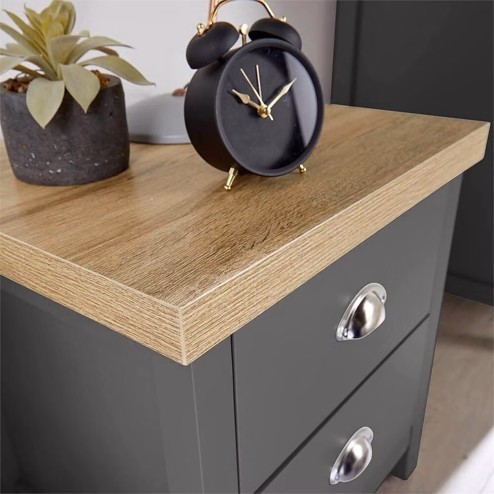 SPETLEK Bedside Cabinet with 2 Drawers in Dark Grey Graphite – 2