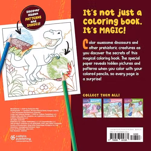 Callisto Kids Magic Paper Dinosaur Colouring Book for Children Aged 4-8 with Hidden Patterns, Multicolour – 2