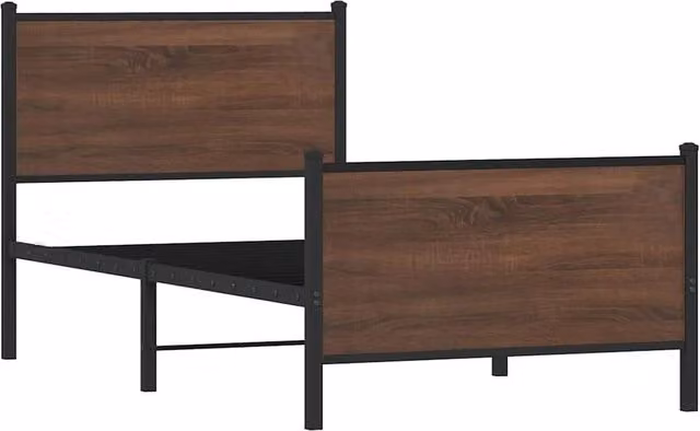 Berkfield Home Metal Bed Frame in Brown Oak, W/D/H: 80 x 200 cm – 1