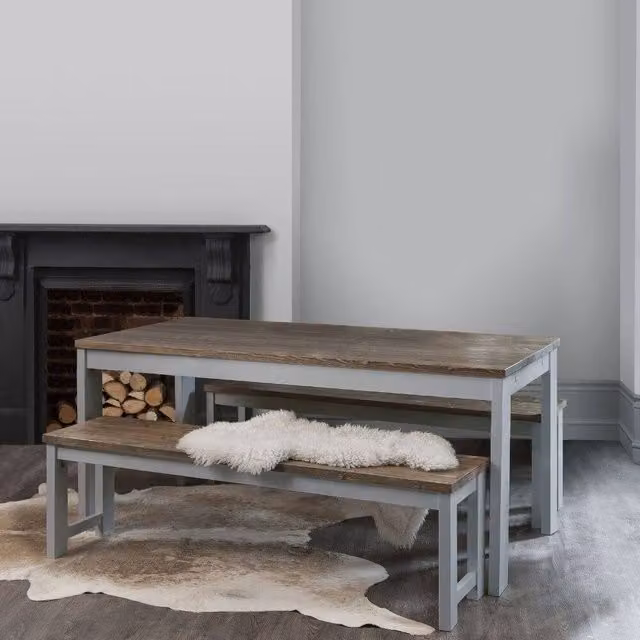 Nöa and Nani Hever Rectangular Dining Table in Grey and Dark Pine
