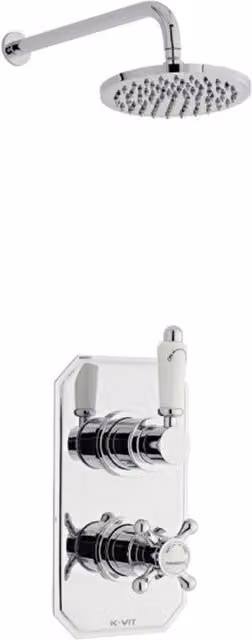 Clifton Chrome Concealed Thermostatic Mixer Shower with Fixed Overhead Drencher in Silver