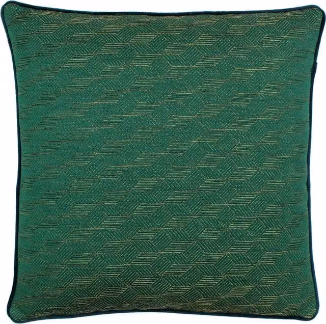 Paoletti Highbury Jacquard Square Cushion in Green and Gold