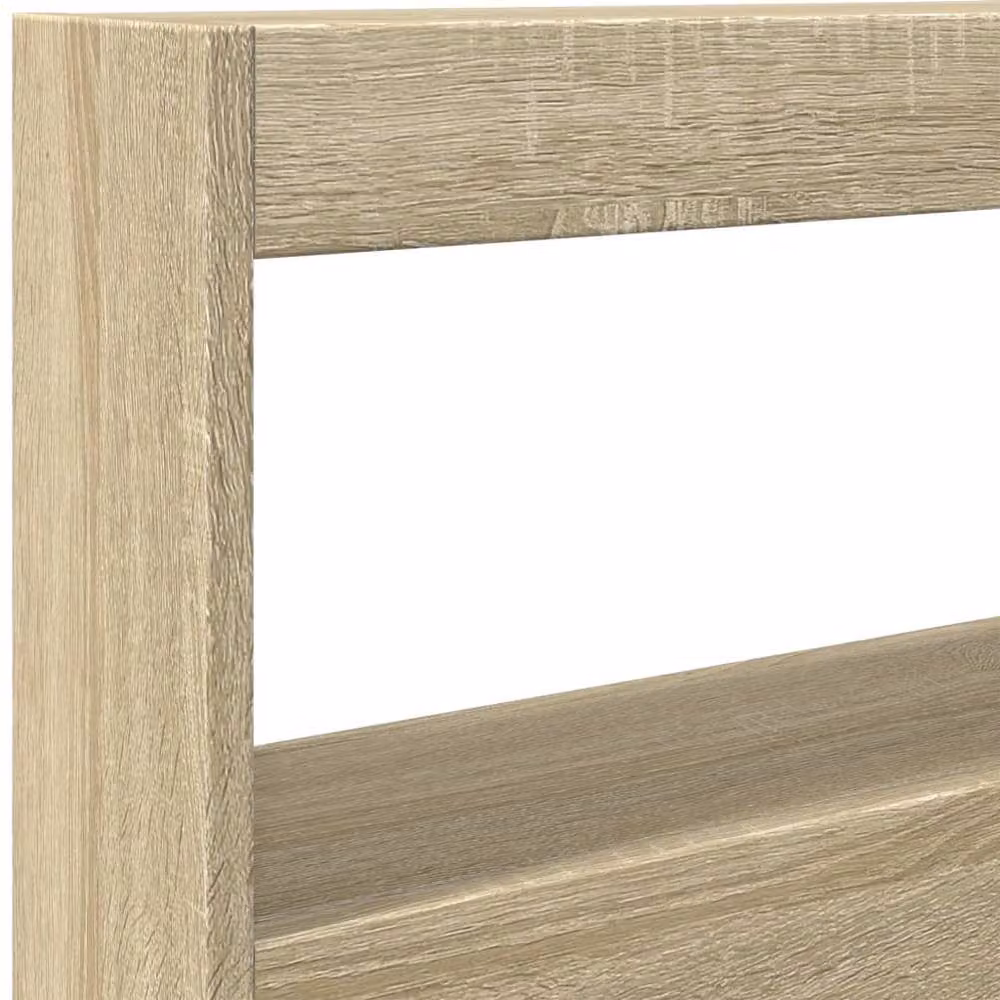 Berkfield Home Modern Headboard Cabinet with Integrated LED Lighting in Sonoma Oak and Beige, W/D/H: 120 x 17 x 102 cm – 4