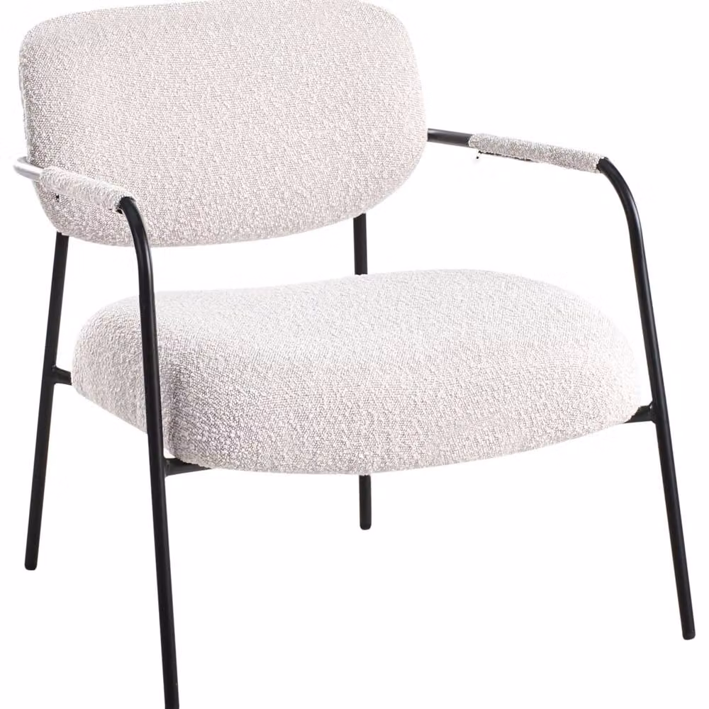 Wyld and Coco Mid Century Low Profile Lounge Armchair in Beige with Metal Frame and Polyester Fabric – 2