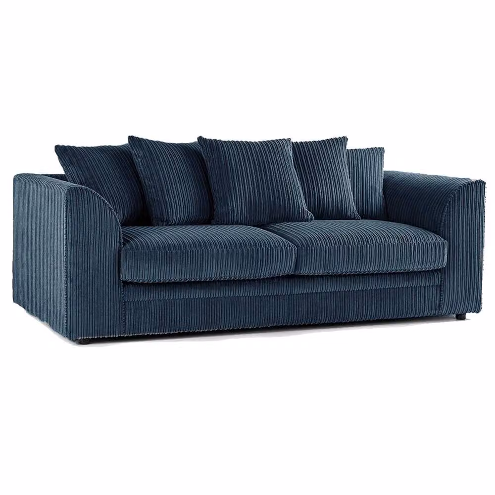LUXURY LIFE Dylan Navy Blue Jumbo Cord Fabric Sofa Set with 3-Seater and 2-Seater Sofas – 2