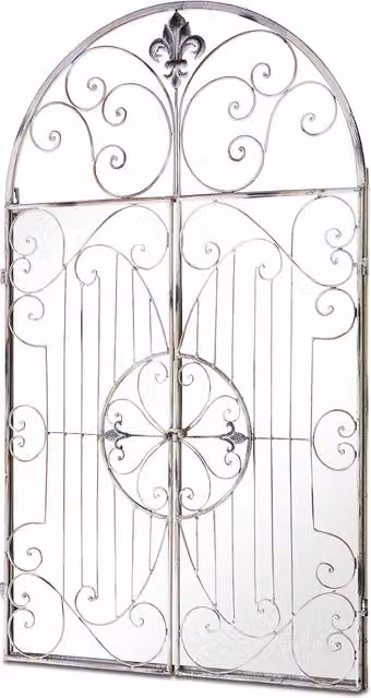 MirrorOutlet Kirkby Metal Arch Hanging Garden Window Mirror in Silver