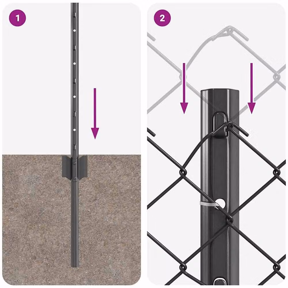 Berkfield Home Grey Galvanised Steel Chain Link Fence with 10 U-Profile In-Ground Posts, W: 10 m, H: 0.8 m – 4