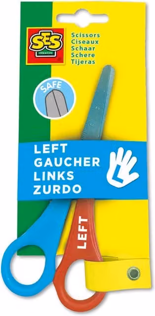 SES Creative Left-handed Children's Straight Scissors in Multicolour and White