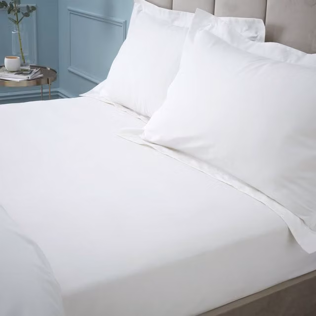 Bianca 180 Thread Count Egyptian Cotton Single Fitted Sheet White W/D/H: 90 x 190 x 34 cm
