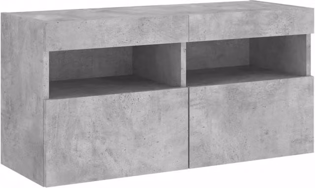 Berkfield Home TV Wall Cabinet with LED Lights in Concrete Grey, W/D/H: 80 x 30 x 40 cm – 1