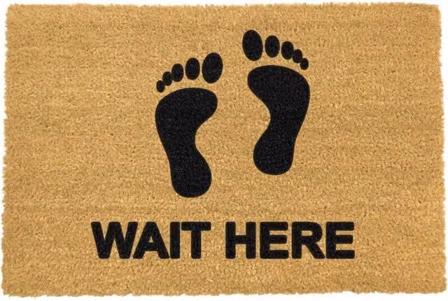 Artsy Mats Wait Here Doormat, Black and Multicolour Coir Graphic Design, W: 60 cm, D: 40 cm – 1