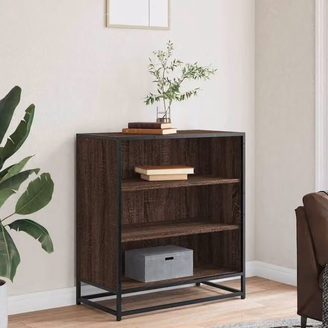 Berkfield Home Brown Oak Sideboard in Engineered Wood and Metal, W: 68 cm, D: 35 cm, H: 76 cm