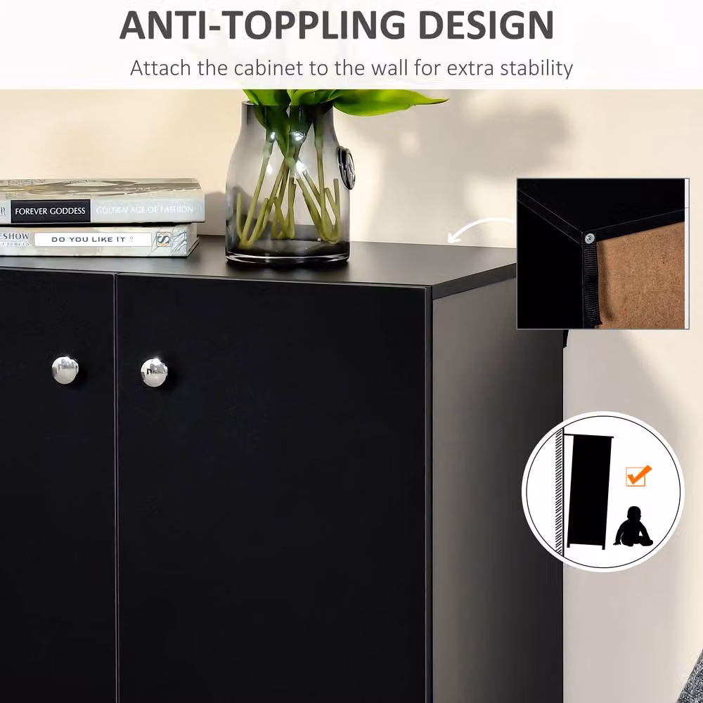 STILVORA Modern Black Matt MDF Storage Cabinet – 4