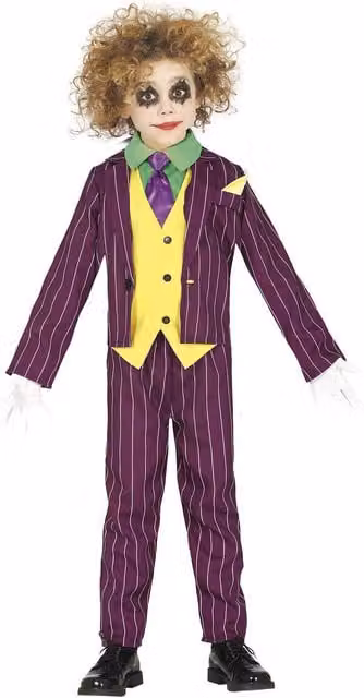 Fiestas Guirca Boys Crazy Villain Costume Set in Purple and Multicolour