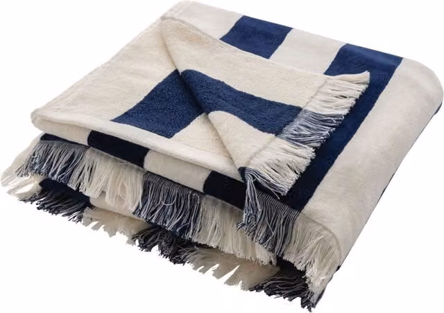 Ukiyo Yukari AWARE Deluxe Navy Blue Striped Cotton Beach Towel