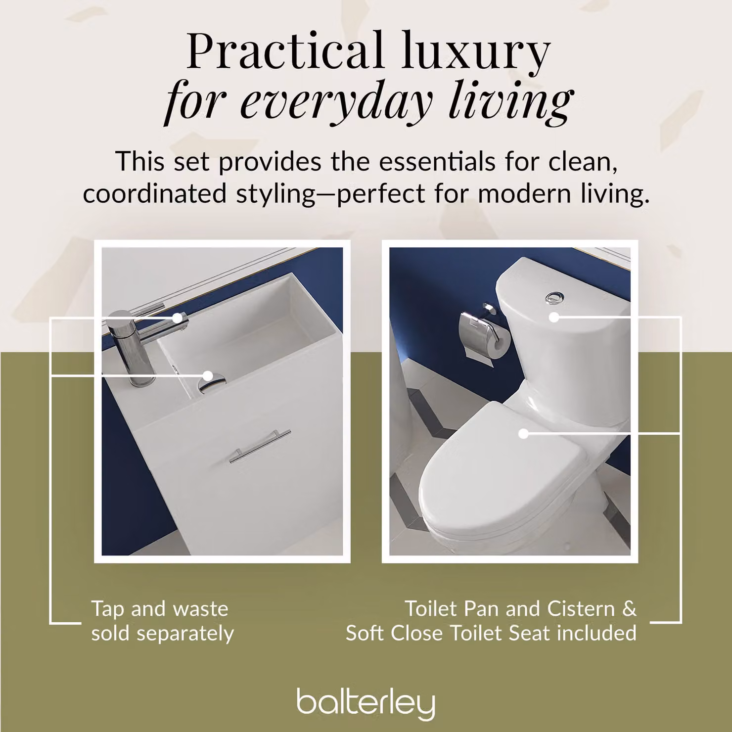 Balterley Gloss White Floor Standing Cloakroom Vanity and Toilet Set – 2
