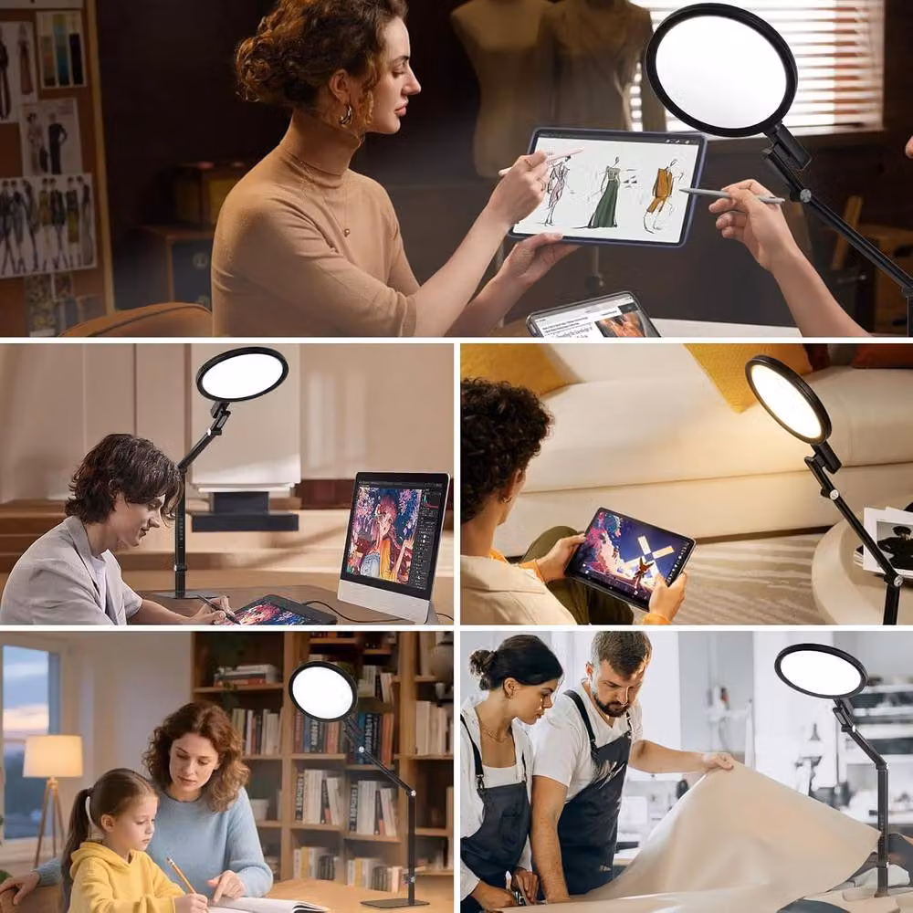 Goeco Black LED Table Lamp with Touch Dimming and USB-C Charging – 8