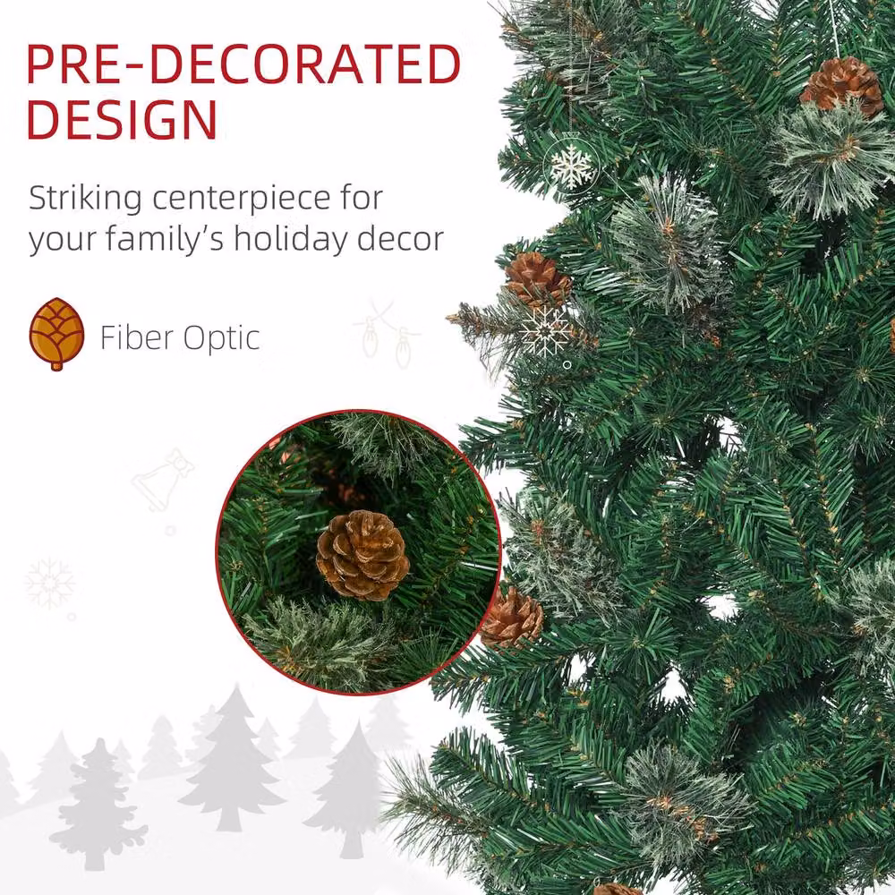 STILVORA Unlit Artificial Christmas Tree with Pine Cones, Green – 4
