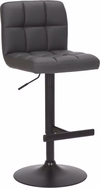 Lamboro Allegro Adjustable Swivel Bar Stool in Charcoal Grey Faux-Leather with Matt Black Base