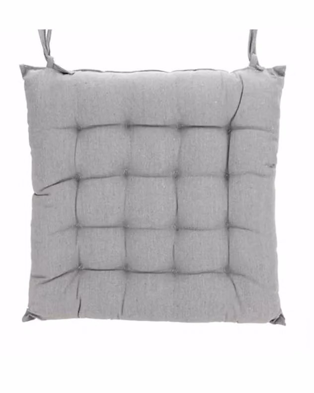 Dibor Set of 2 Grey Quilted Cotton Indoor Outdoor Square Seat Pads, W/D/H: 40 x 40 x 40 cm – 2