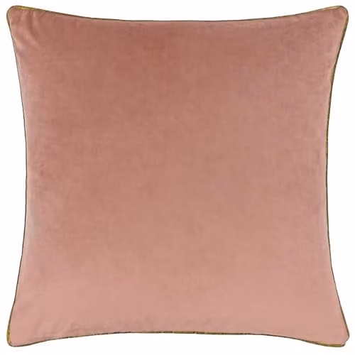 Furn Meridian Velvet Piped Cushion in Pink and Gold, W/D/H: 45 x 45 x 45 cm
