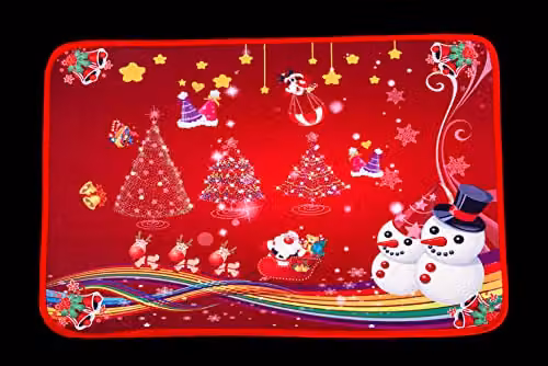 Shatchi Christmas Theme Printed Non-Slip Rectangular Doormat, Multicolour and Red, W/D/H: 38.5 x 38.5 x 1.0 cm – 3