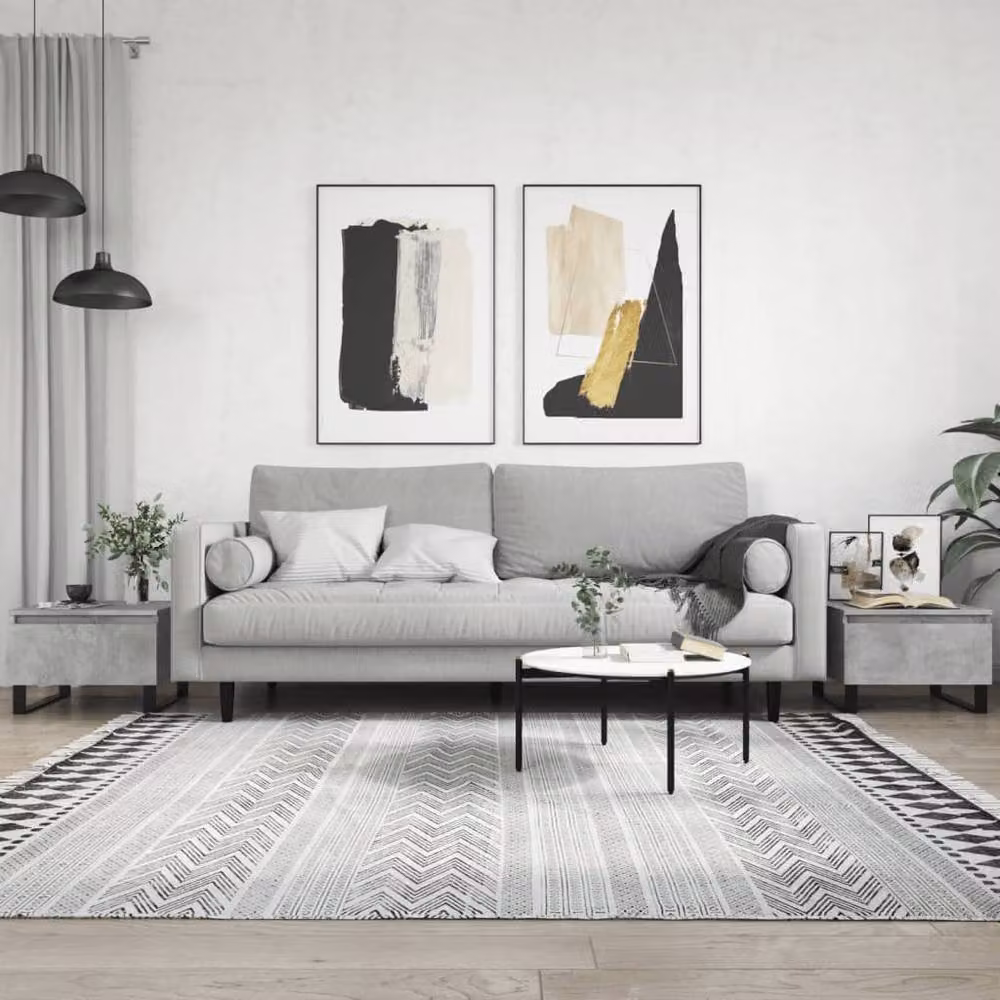 Berkfield Home Modern Nested Coffee Tables, 2 Piece Set in Concrete Grey, W/D/H: 50 x 46 x 35 cm – 2