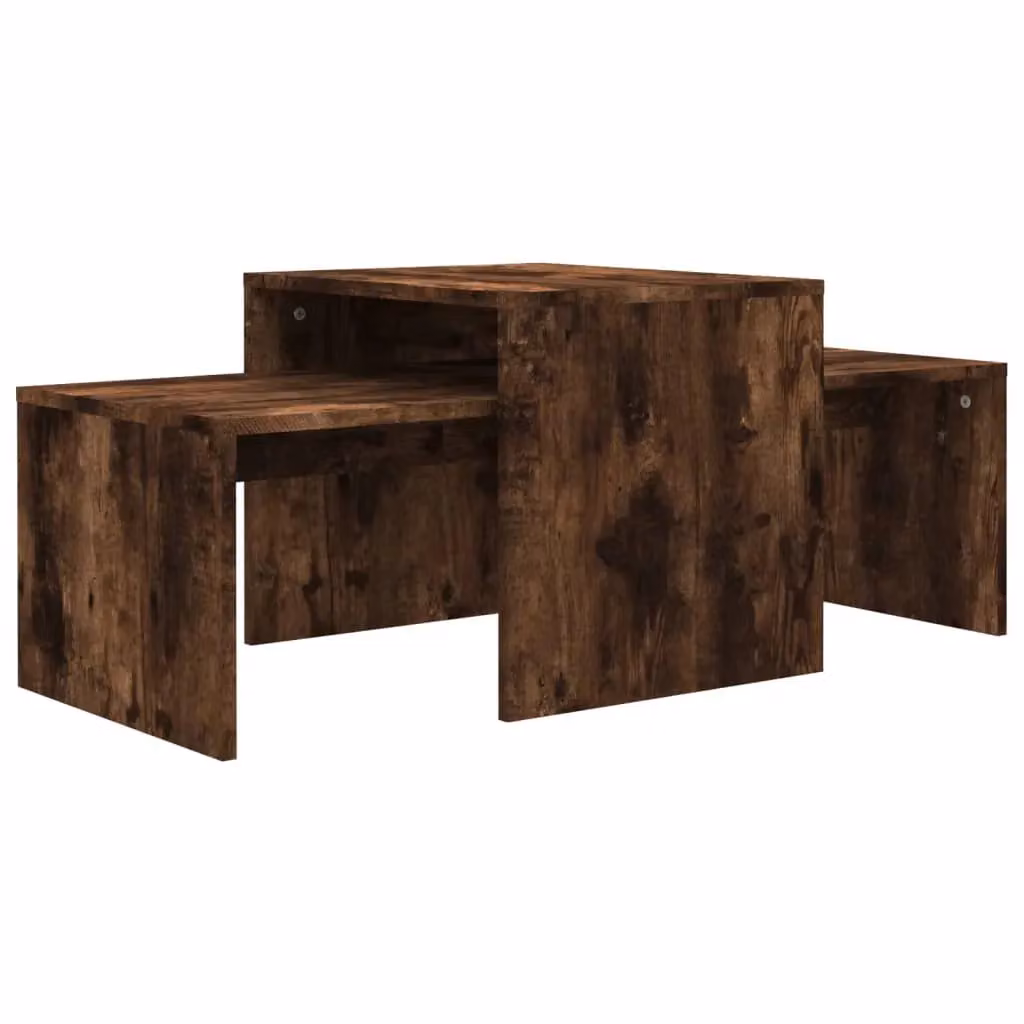 Berkfield Home Smoked Oak Coffee Table Set in Brown, W/D/H: 100 x 48 x 40 cm – 2
