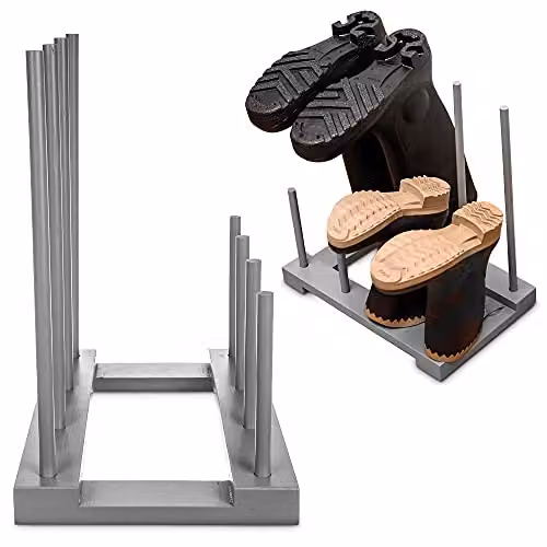 LIVIVO Grey Wooden and Metal Wellington and Walking Boot Storage Rack for Four Pairs – 5