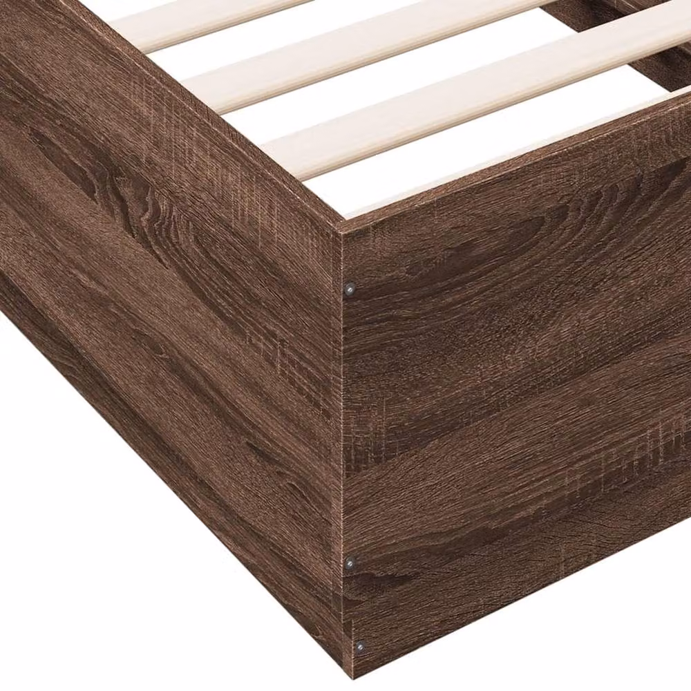 Berkfield Home Small Single Bed Frame in Brown Oak, W: 75 cm, L: 190 cm – 4