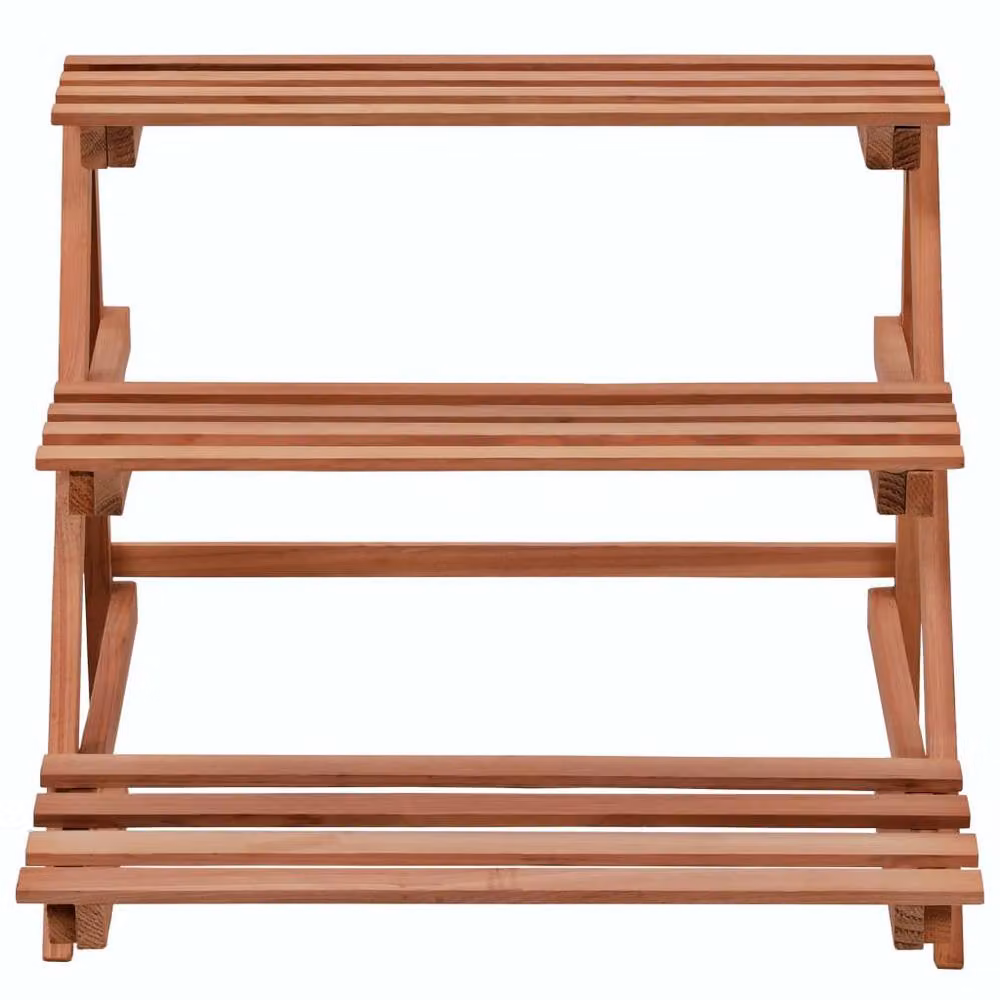 Berkfield Home 3-Tier Rustic Wood Plant Stand in Brown, W/D/H: 48 x 45 x 40 cm – 3
