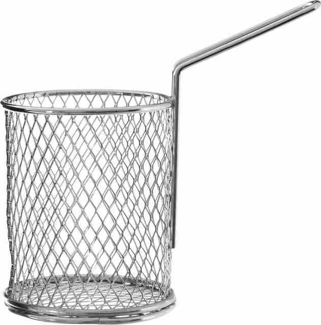 Orsina Round Mini Stainless Steel Fryer Basket with Handles in Silver