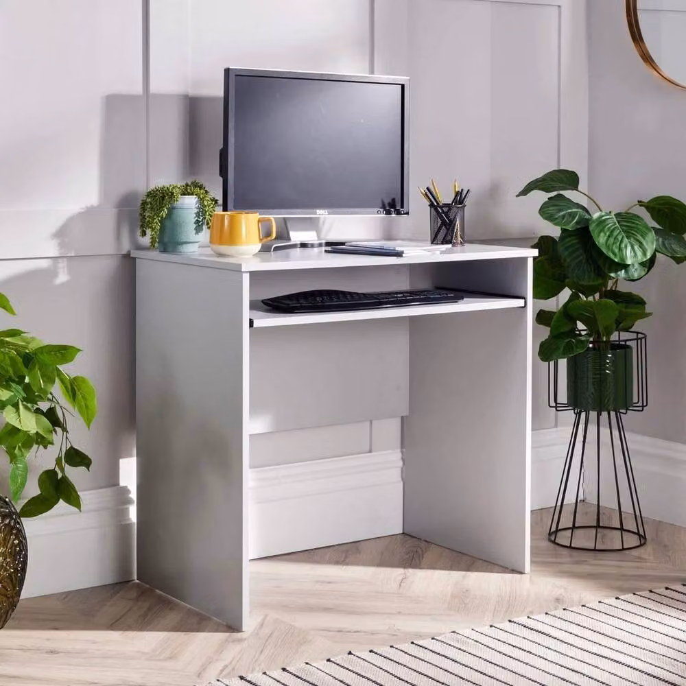 FORGEVIO Modern Computer Desk and Laptop Workstation in Grey and White – 2