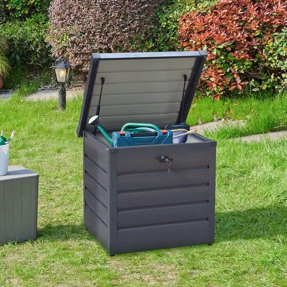 KORVIXA 200L Large Outdoor Garden Storage Box in Grey, W/D/H: 100 x 100 x 63 cm – 3
