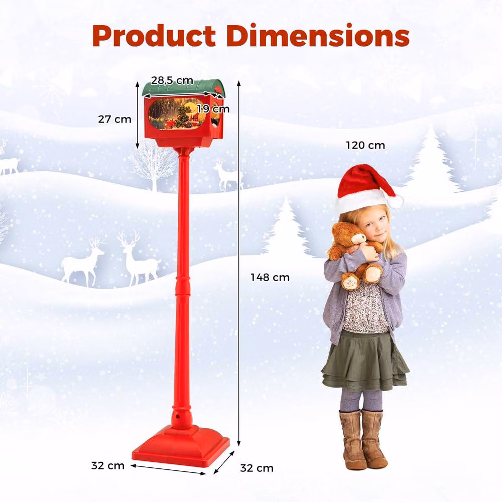 Gymax Christmas Street Lamp in Red with Sound and Tap Activation – 2