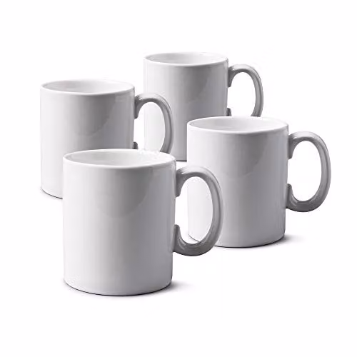 WM Bartleet & Sons 1750 Set of 4 Porcelain Mugs, 568ml, White and Red