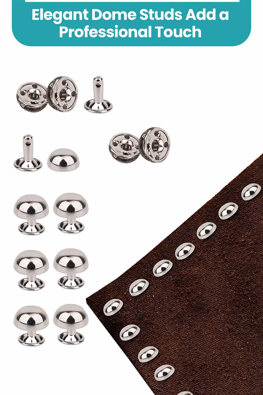 Neel Blue 25pcs Silver Alloy Dome Shaped Bag Feet Rivets with 9mm Round Studs and 12mm Base – 3