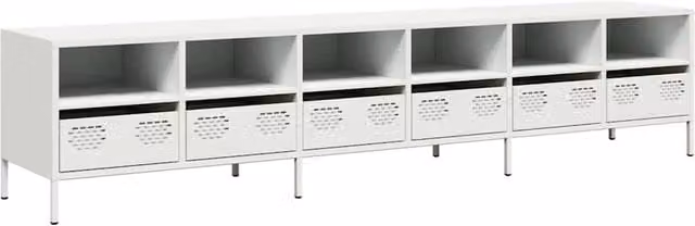 Berkfield Home Modern White TV Cabinet in Matt Metal, W/D/H: 202 x 39 x 43.5 cm – 1