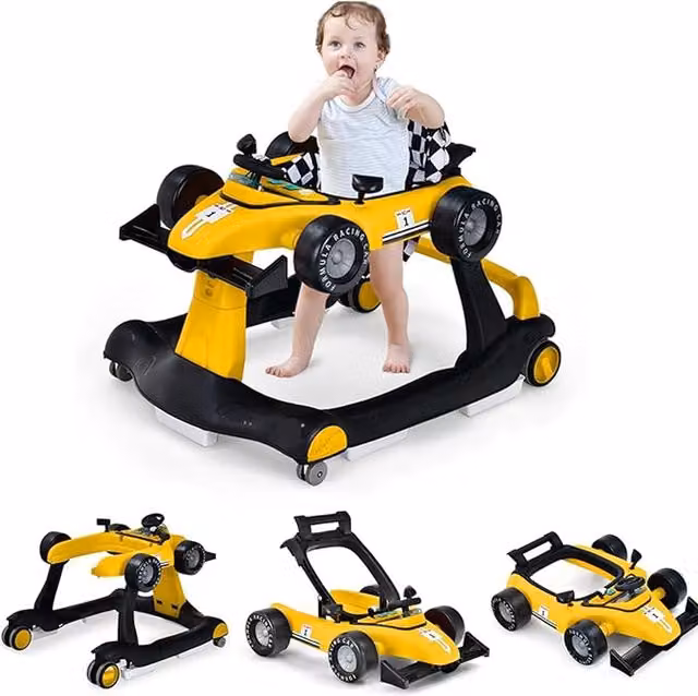 Costway 4-in-1 Kids Push Along Walker in Yellow