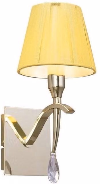 Netlighting Siena Wall Lamp with E14 Socket, Brass and Crystal in Amber, Cream and Yellow