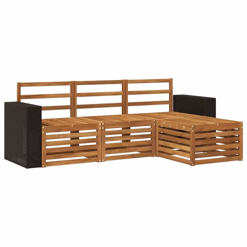 Berkfield Home 4 Piece Outdoor Sofa Set in Brown Wood – 2