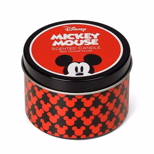 Disney Mickey Mouse Scented Tin Candle, Red Cedar Musk, Black and Red, 175g – 1