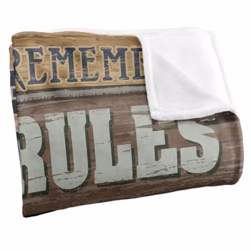JQ Licensing Cabin Rules Silky Touch Super Soft Fleece Throw Blanket, White, W/D/H: 152 x 127 cm – 2