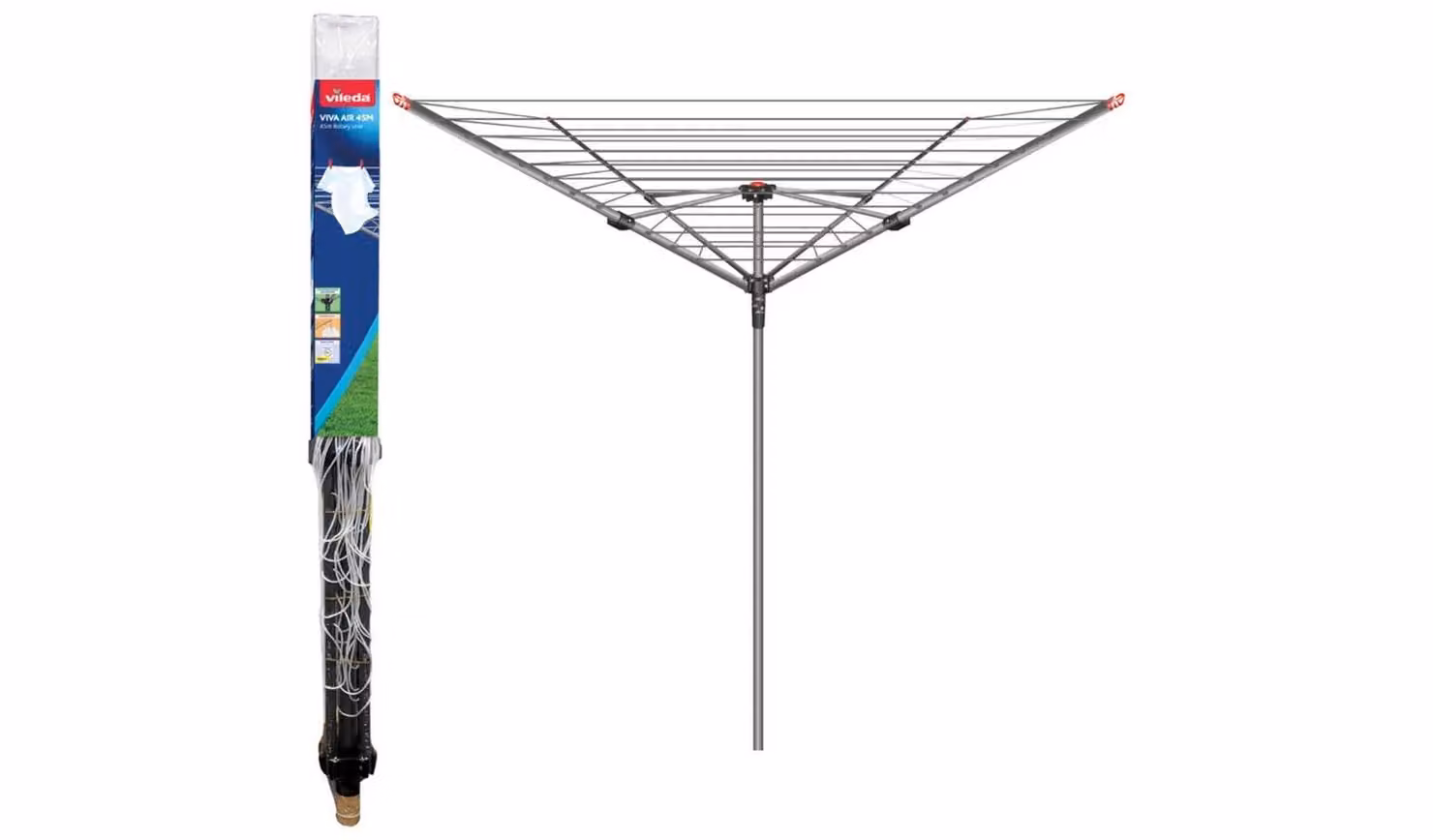 Vileda Viva Air 45m Rotary Airer Outdoor Washing Line in Silver