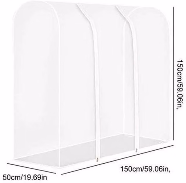 FLAVORA Transparent Clothes Garment Rail Rack with Zipped Cover in Clear – 1