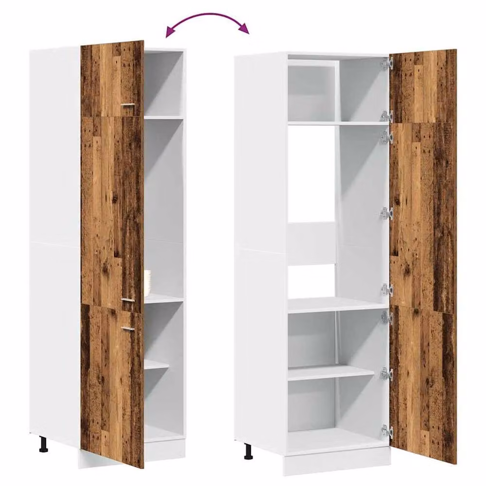Berkfield Home Lyon Refrigerator Cabinet in Old Wood Brown, W/D/H: 60 x 57 x 207 cm – 2