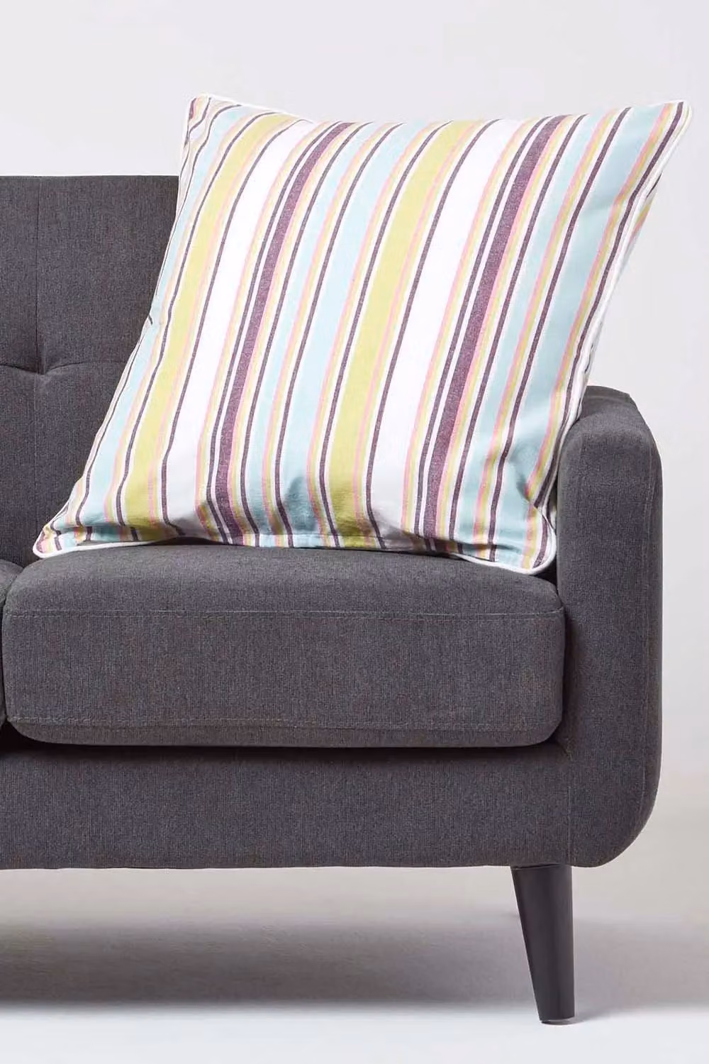 Homescapes Osaka Striped Cotton Cushion Cover, Multicolour Green, W/D/H: 60 x 60 x 60 cm – 2